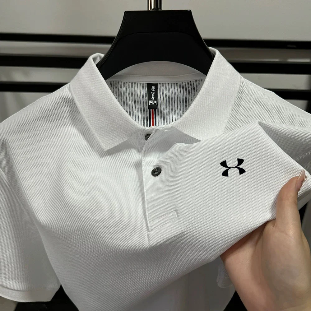 Herren Marken-Polohemd mit kurzen Ärmeln, hochwertig, mit Buchstabenprint, Sommer 2026, 100% Baumwolle, sportlich, atmungsaktiv, lässiges Revers-T-Shirt