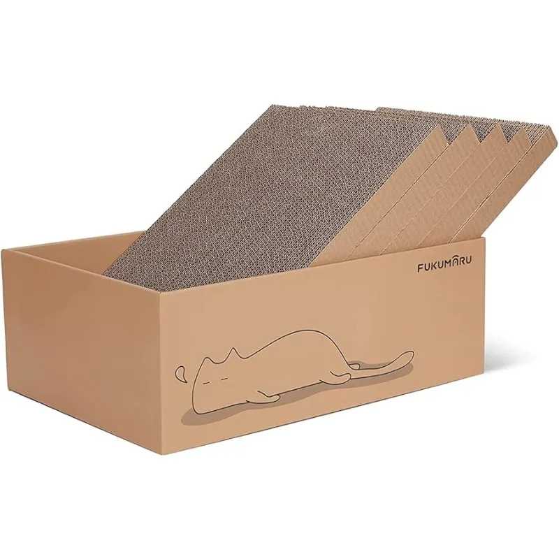 

FUKUMARU 5 PCS Cat Scratching Boards, 11.4 Inch Width Ex-Large Cat Scratcher Box, Reversible Cardboard Scratchers for Indoor Cat
