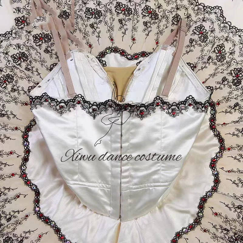 Tutú de Ballet Paquita beige crema para mujer, plato profesional, tutú de panqueque, vestido clásico, actuación de competición para niñas