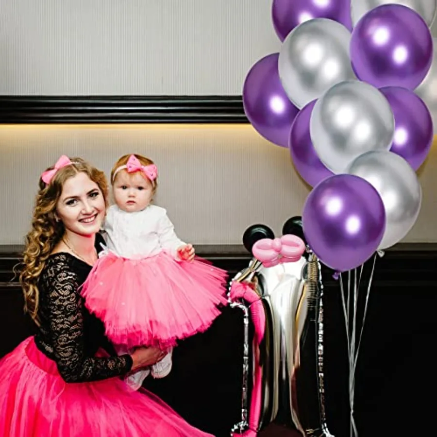 Purple Metallic Balloon and Silver Metallic Balloons for Birthday Retirement Bridal Shower Congrats Graduation Wedding Annivear