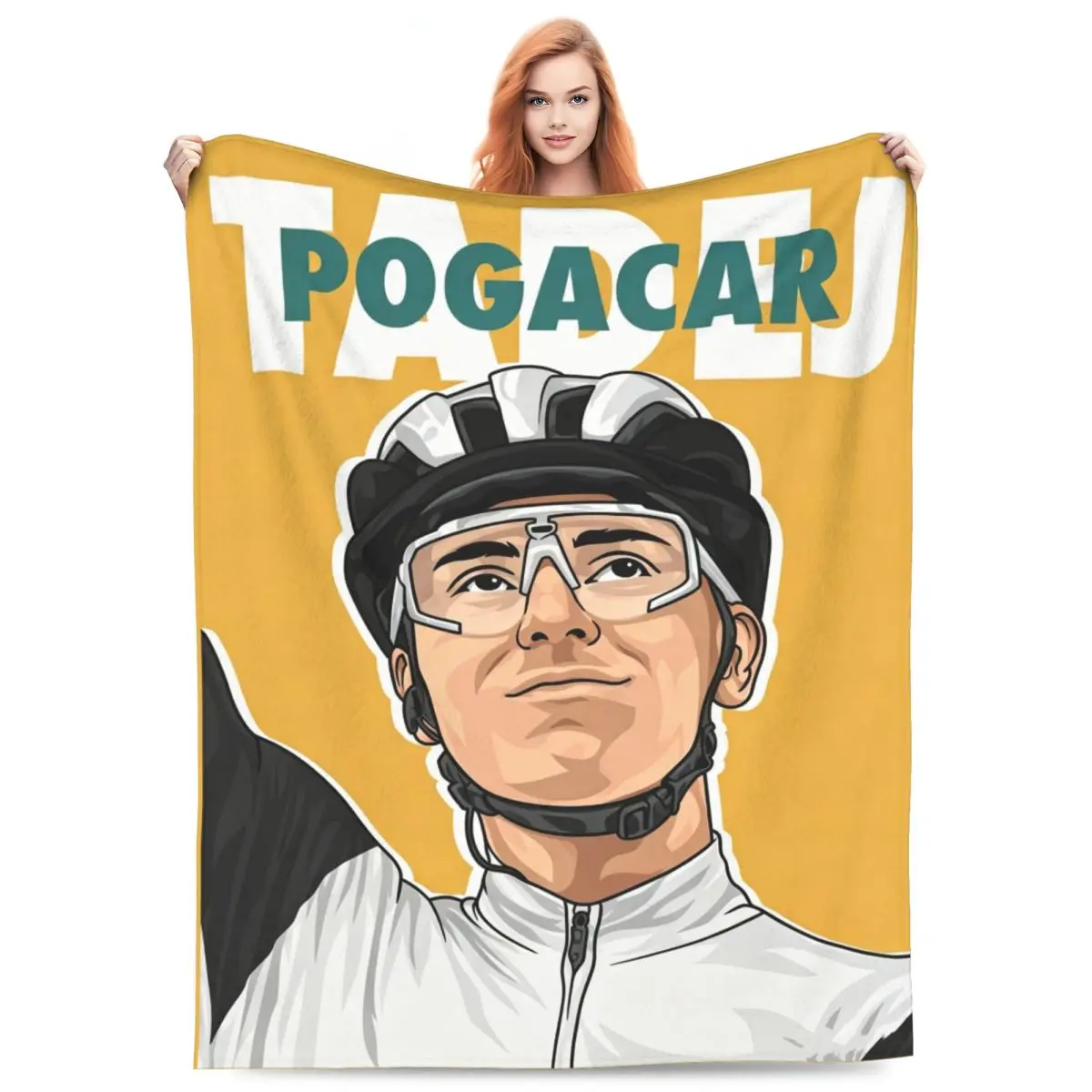 Tadej Pogacar Cycling Pogi Team 2025 Summer Tour-De France Blanket Flannel Sofa Throw Portable for Home Outdoor Bedspread Quilt