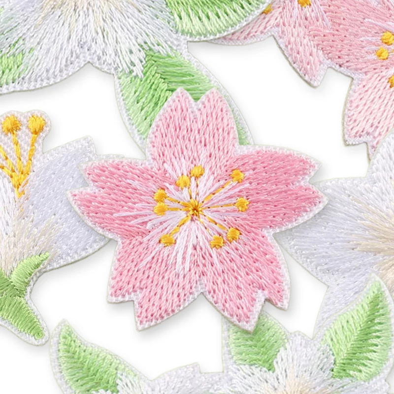 6 Stück niedliche Blumen-Aufnäher zum Aufbügeln für Kleidung, selbstklebend, bestickte Stoffaufnäher, DIY-Reparatur-Set, Jackenaufkleber – Detail 3
