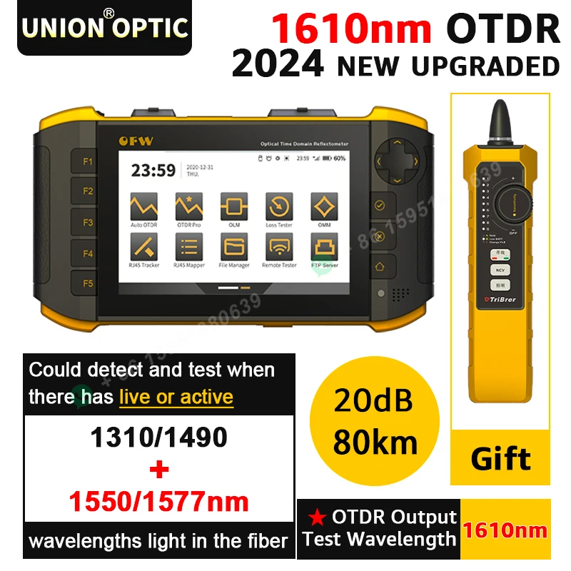 Ofw mini otdr 1610nm 20db optischer otdr optischer reflektor aktiver faser live tester optischer reflekto meter touch screen opm vfl iola