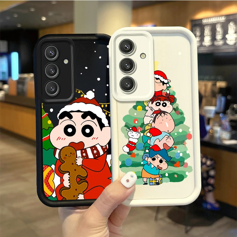 C-Crayon Shin-chans Christmas Phone Soft Case For Samsung Galaxy S25 S24 S23 S21 Ultra Plus S25 S23 S20 Silicone Washable Cover