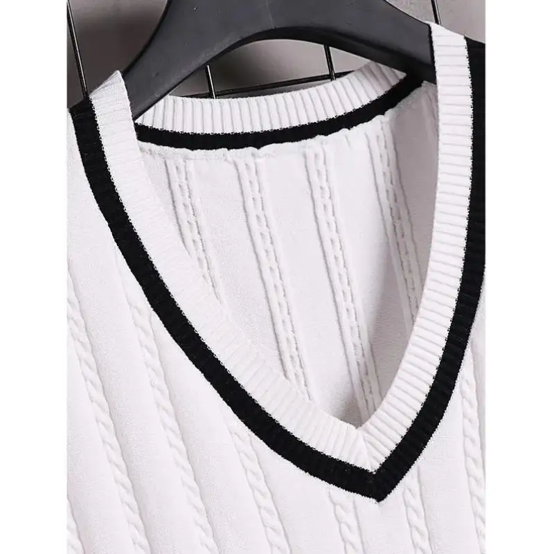 

Women's V-neck Knitted Vest 19960 Cross-Border Special Silk Material Winter Fashion Ladies' Vest Comfortable Fit