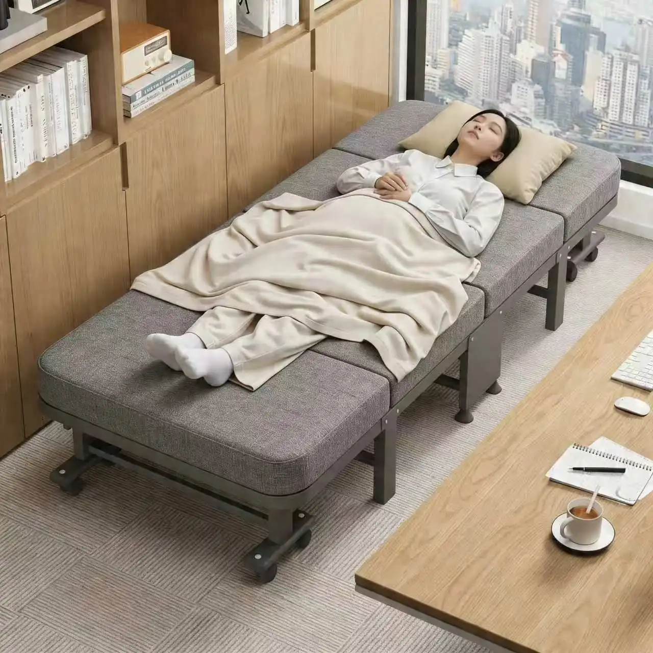 Folding bed lunch break artifact office 80 cm mini single  lazy four folding  ultra-small hospital escort