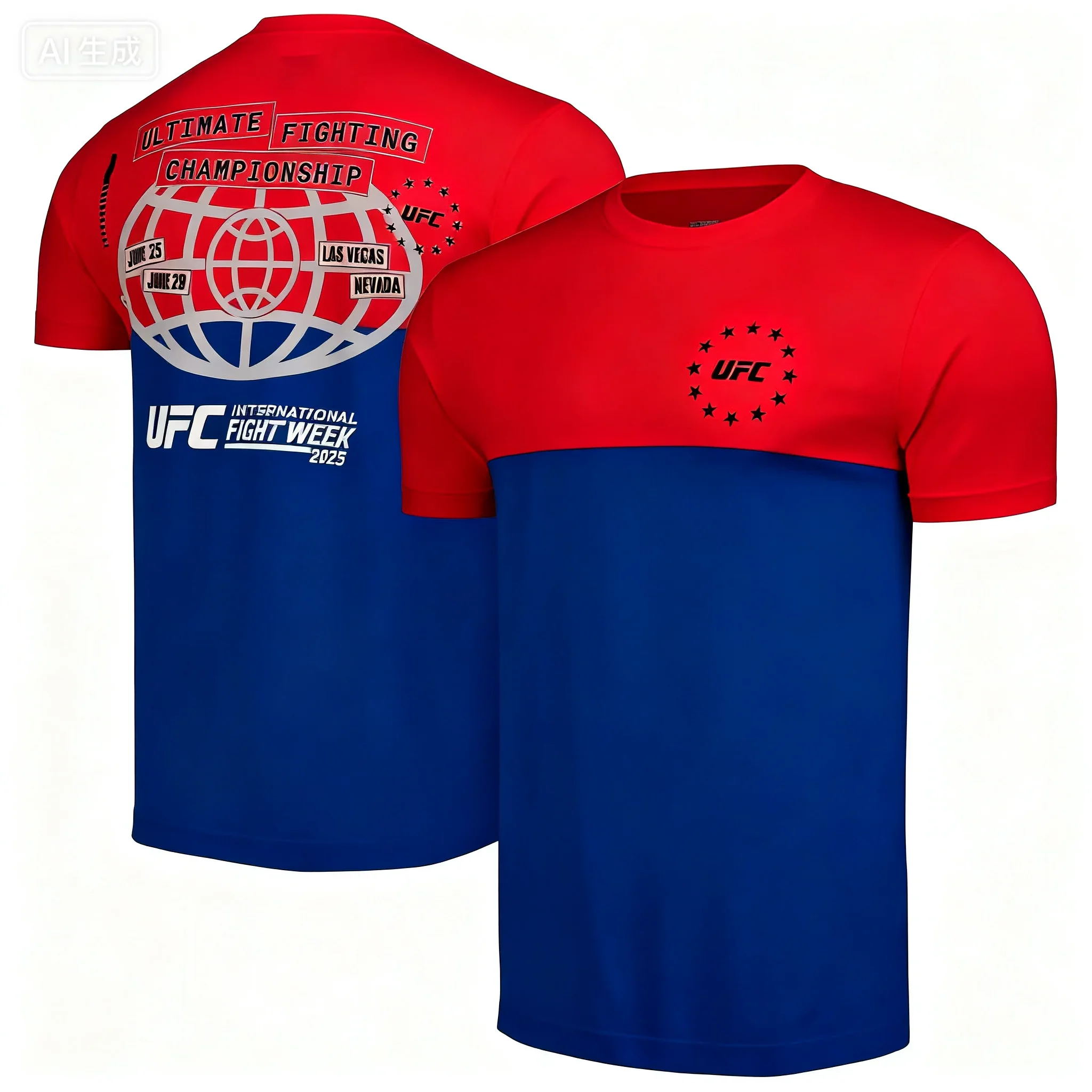 الصيف الرجال متعددة Ufc 2025 أسبوع القتال الدولي الأزرق تي شيرت المتطرفة الرياضة الملاكمة دعوى Ufc القتال بطل #5