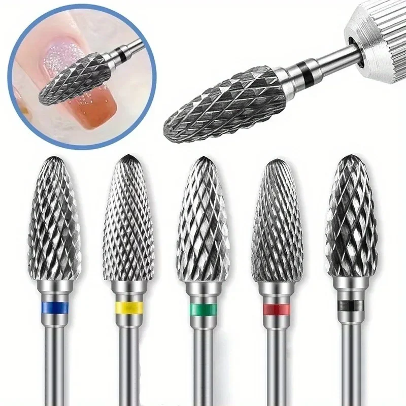 1/2/4/5PCS Tungsten Carbid Nail Drill Bits Electric Manicure Drill Accessory Milling Cutters for Nail Gel Remover Polish