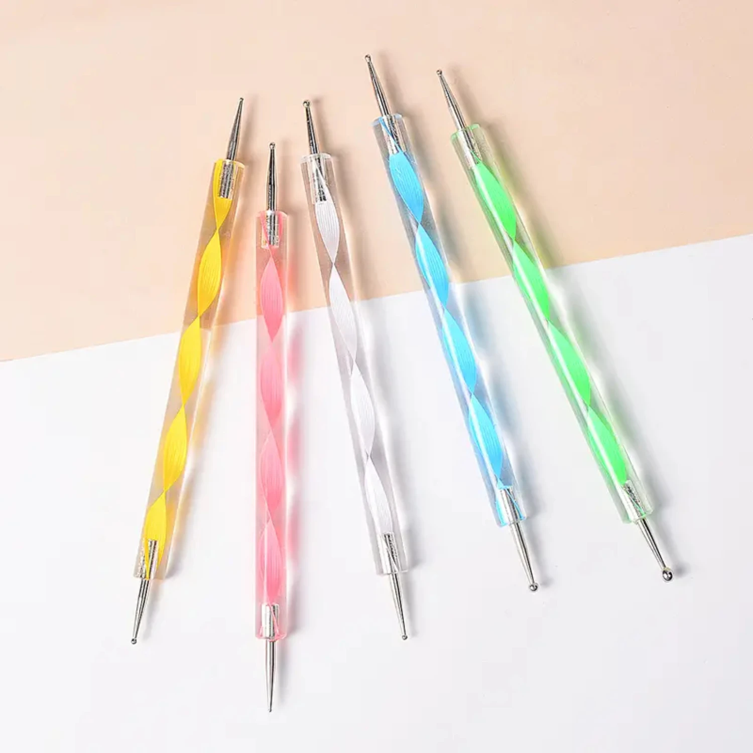 

Acrylic Double Point Spiral Pencil Set - 5 Pieces for Thread Painting and Nail Art