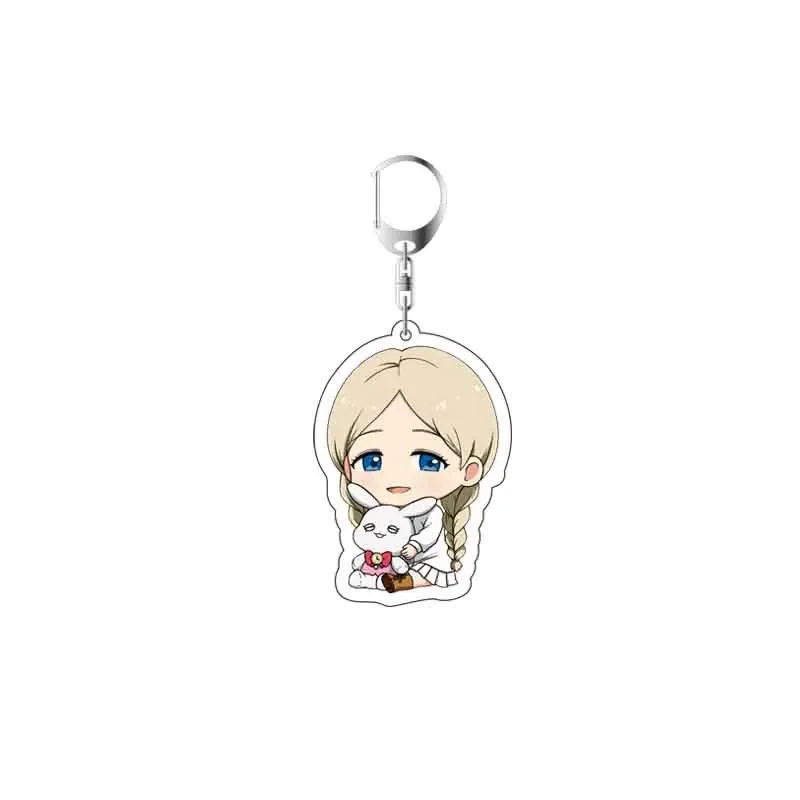 1pcs Anime Keychain The Promised Neverland Emma Norman Portachiavi Collect Keyring Llavero Pendant