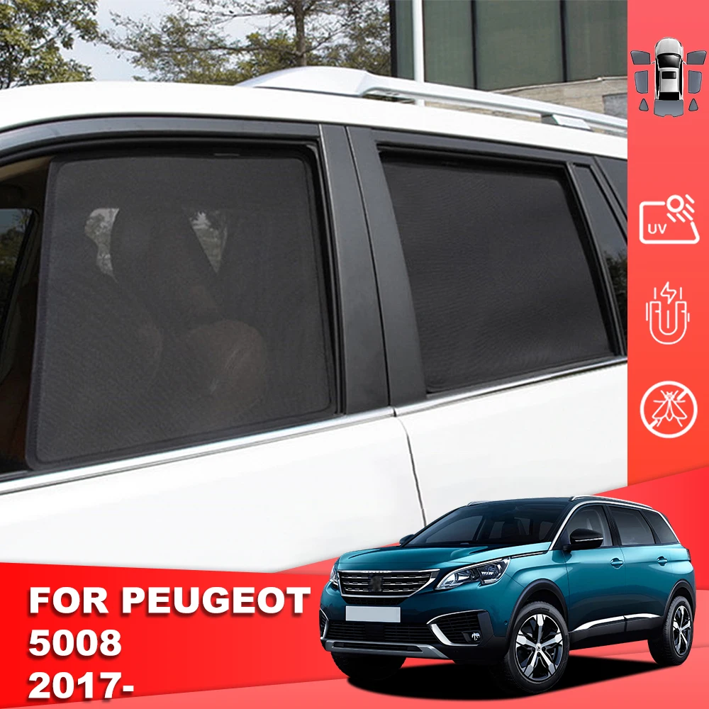 

For Peugeot 5008 P87 2017-2024 Magnetic Car Sunshade Shield Front Windshield Curtain Rear Side Baby Trunk Window Sun Shade Visor