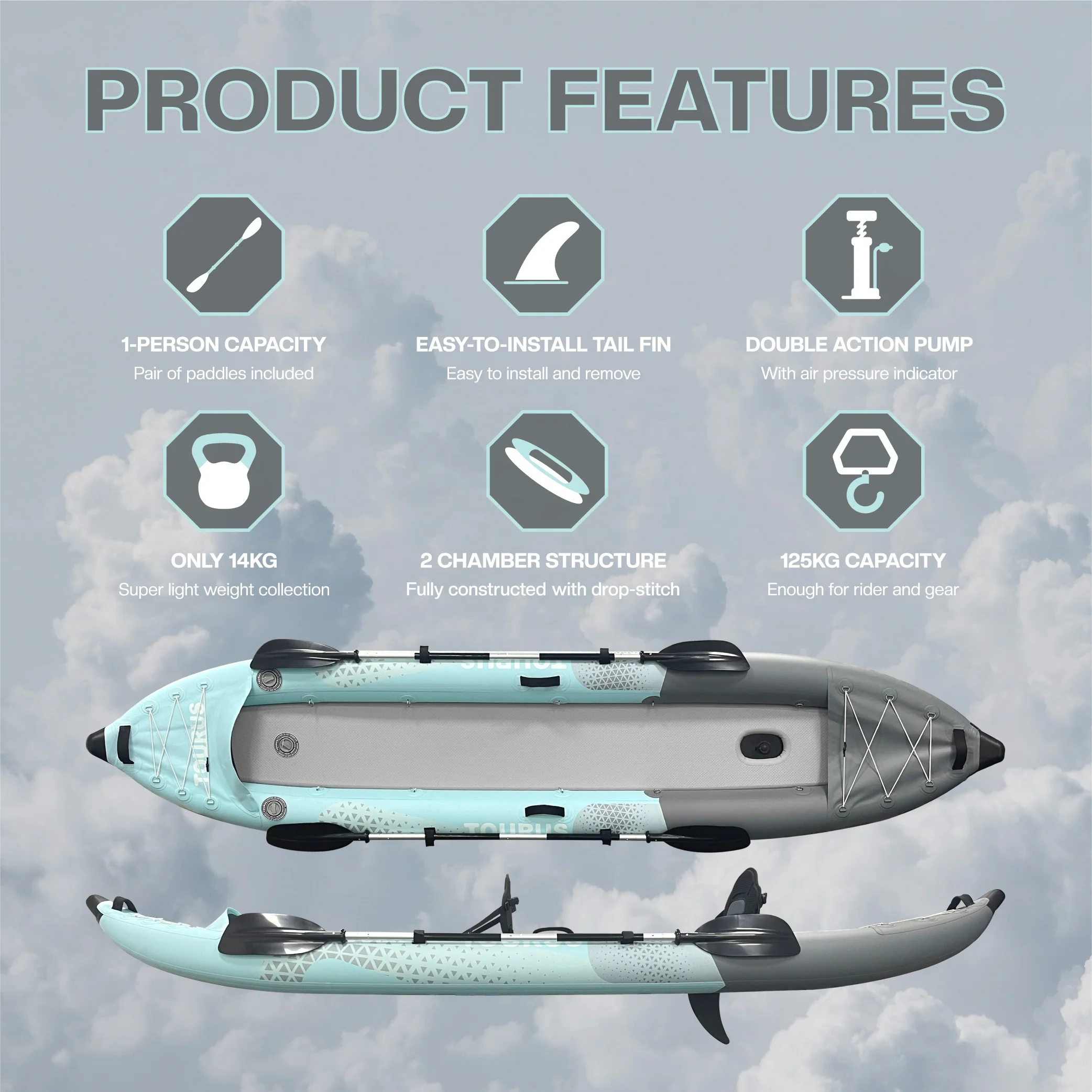 TOURUS 2023 the new PVC fishing kayaks canoe kayak kayak made in china