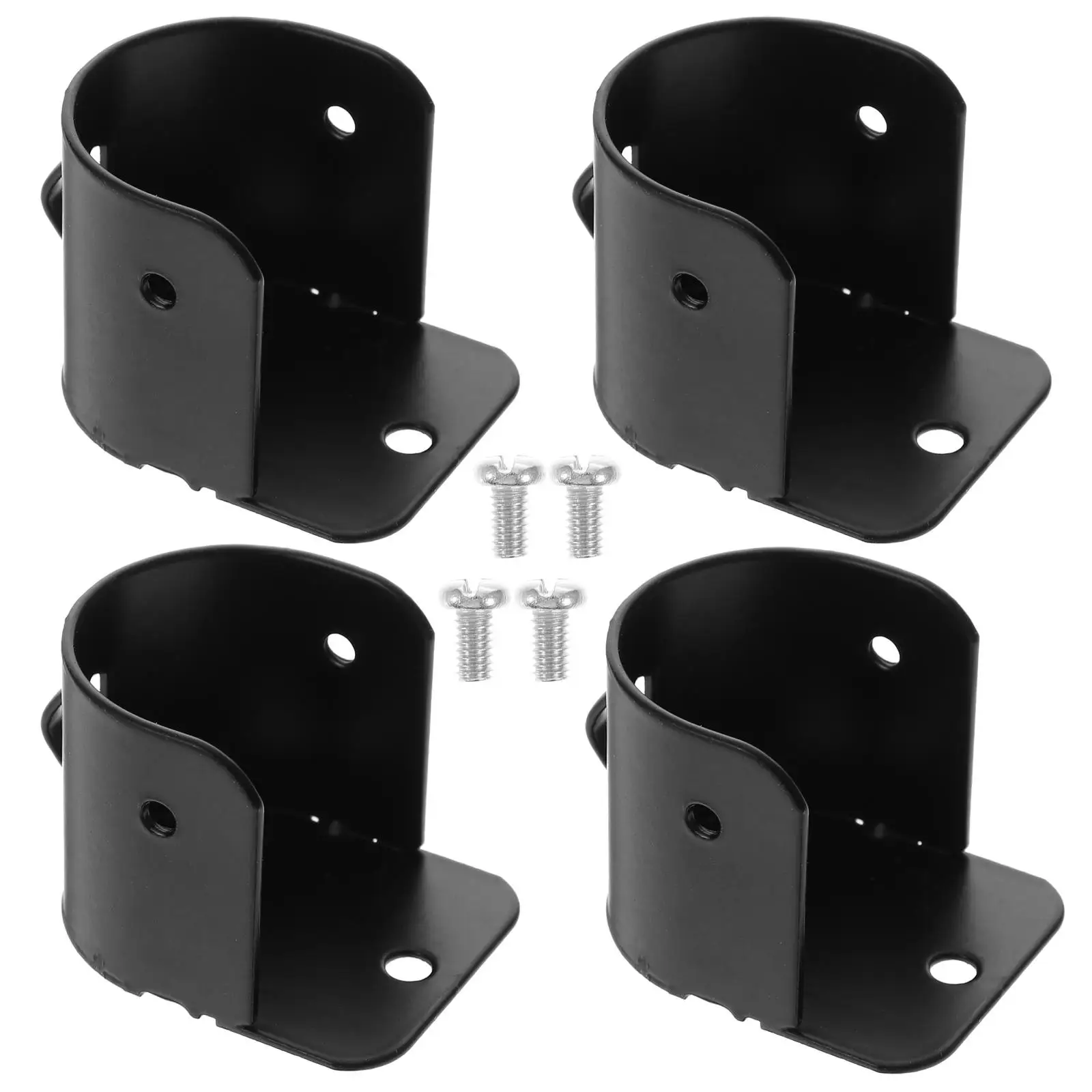 

4pcs Curtain Rod Flange Bracket Iron Wall Mount Wardrobe Pipe Socket Black Easy Install Storage Holder Shelf Support Hardware