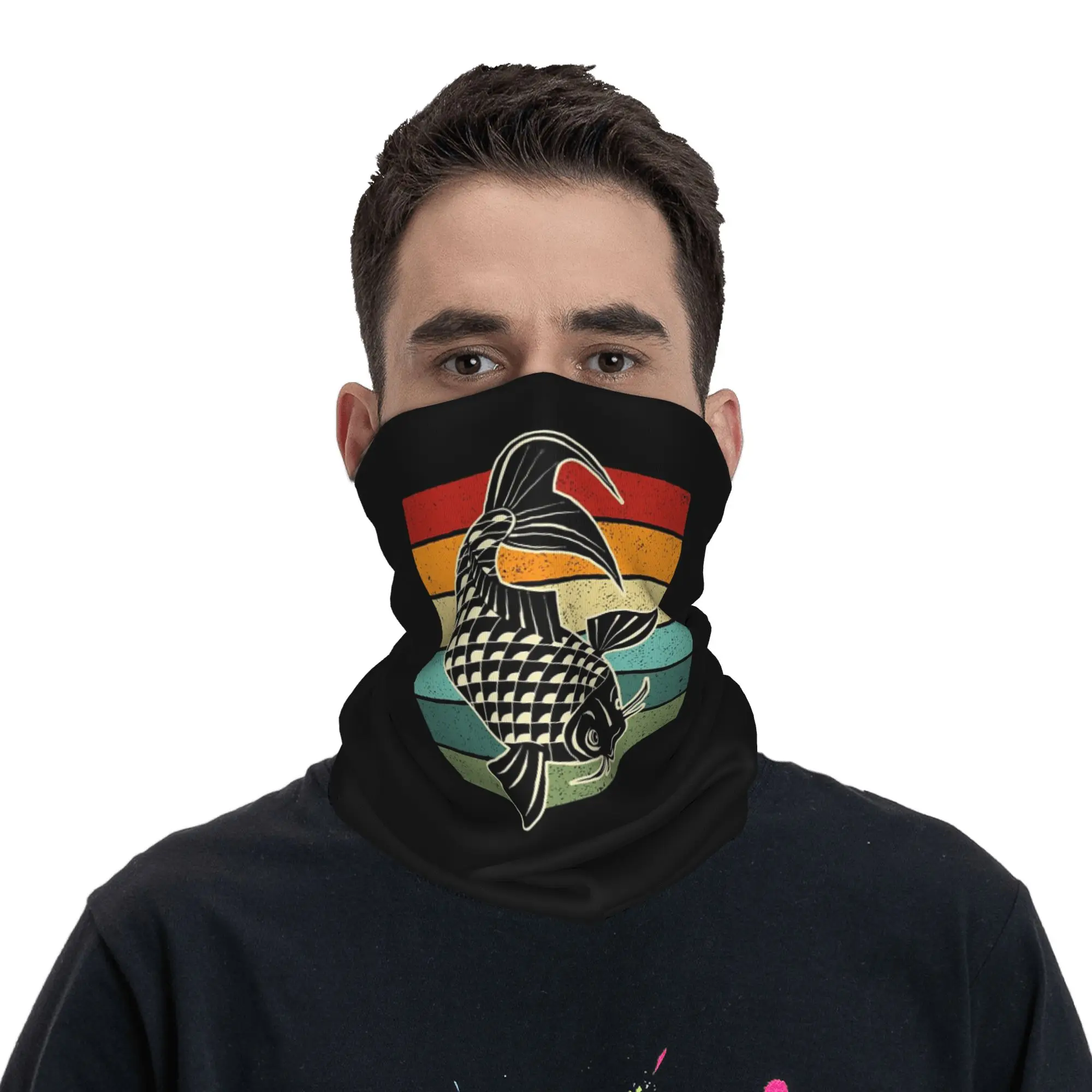 Koi Carp Fish Vintage Sunset Bandana Neck Gaiter Printed Mask Scarf Multi-use Cycling Scarf Running Unisex Adult