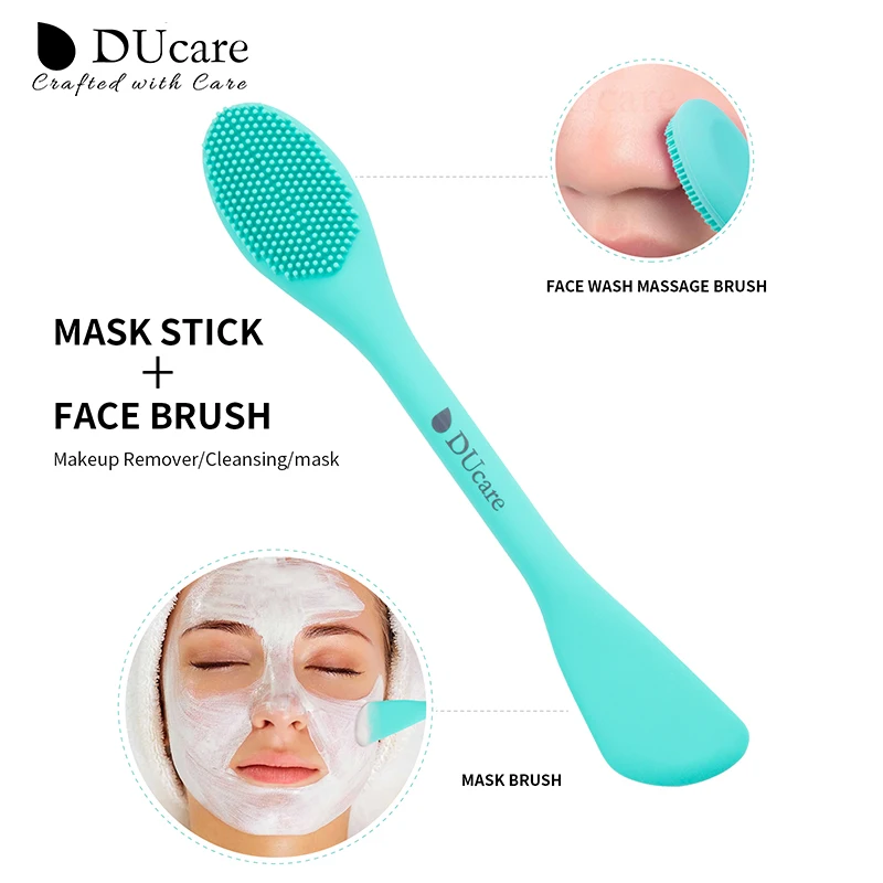 DUcare 4pcs Silicone Face Brush Double-Ended Facial Cleansing Sponges Soft Facial Cleansing Brush Makeup Tool set