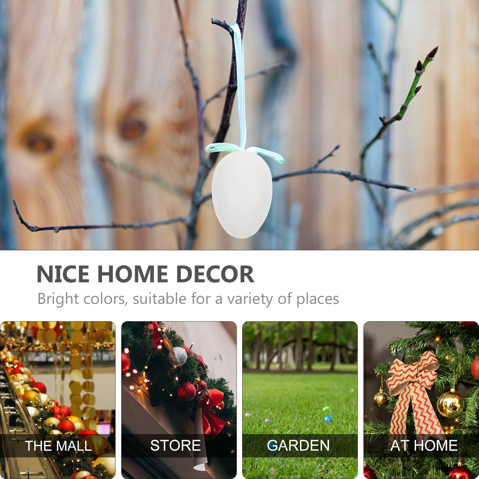 

50pcs Diy Decoration Hanging Pendants Egg Shape For Home Party Farmhouse Painting Unpainted Plastic Eggs Ornament Diy