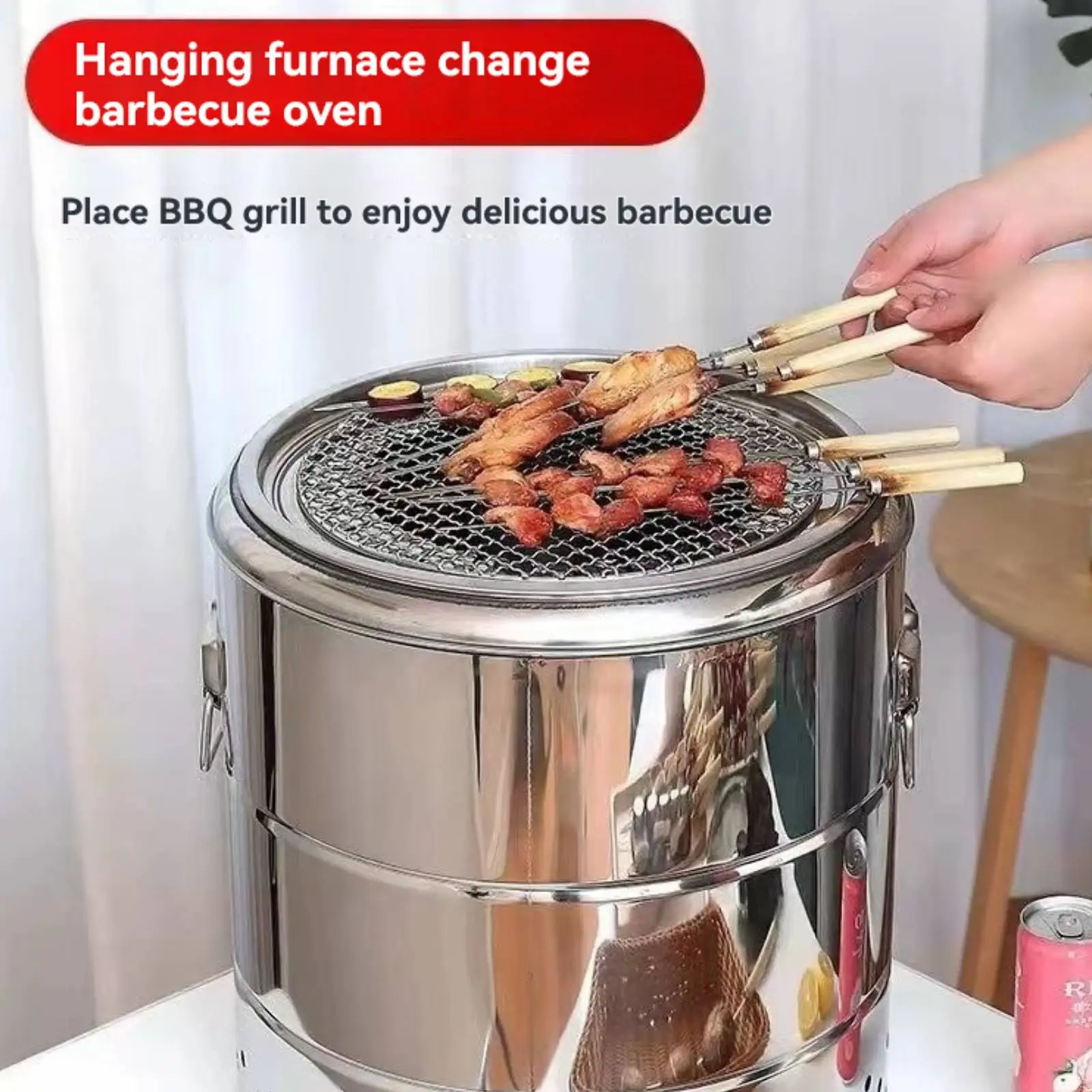 

Household smokeless hanging stove BBQ grill carbon grill indoor outdoor Zibo kebabs stuffy bucket family round Oven