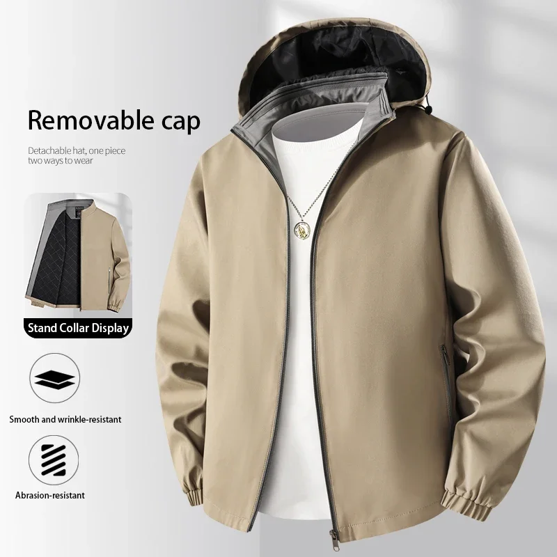

New 2025 Men Jackets Premium Business Jacket Autumn Hooded Jacket Men's Outerwear Solid Color Men Clothing Streetwear Coats