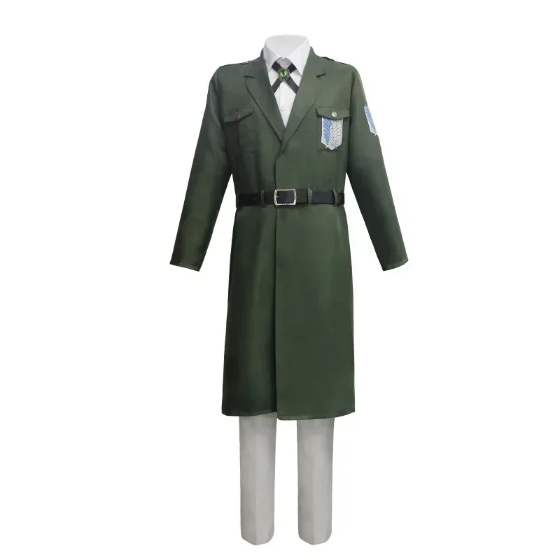 أنيمي هجوم على تيتان مارلي العسكرية ليفي إرين بيك فنجر تأثيري حلي ضابط الكشفية فوج معطف هالوين قميص السراويل