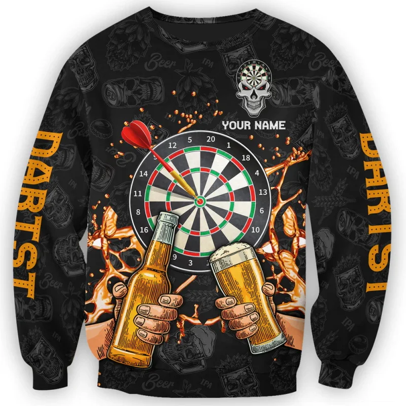 Mens Ugly Christmas Sweatshirt 3D Print Dart And Beer Graphic Long Sleeve Pullover Hoodies For Men Casual Xmas Hoody Clothes