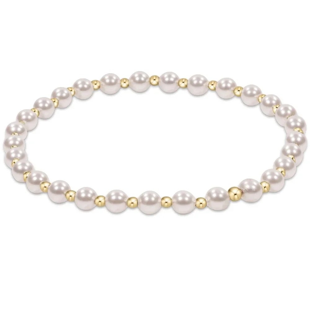 

YozyCraft Classic Pattern 4mm Bead Pearl Charm Stackable Stretch Bracelet, Fashion Jewelry Gift for Women