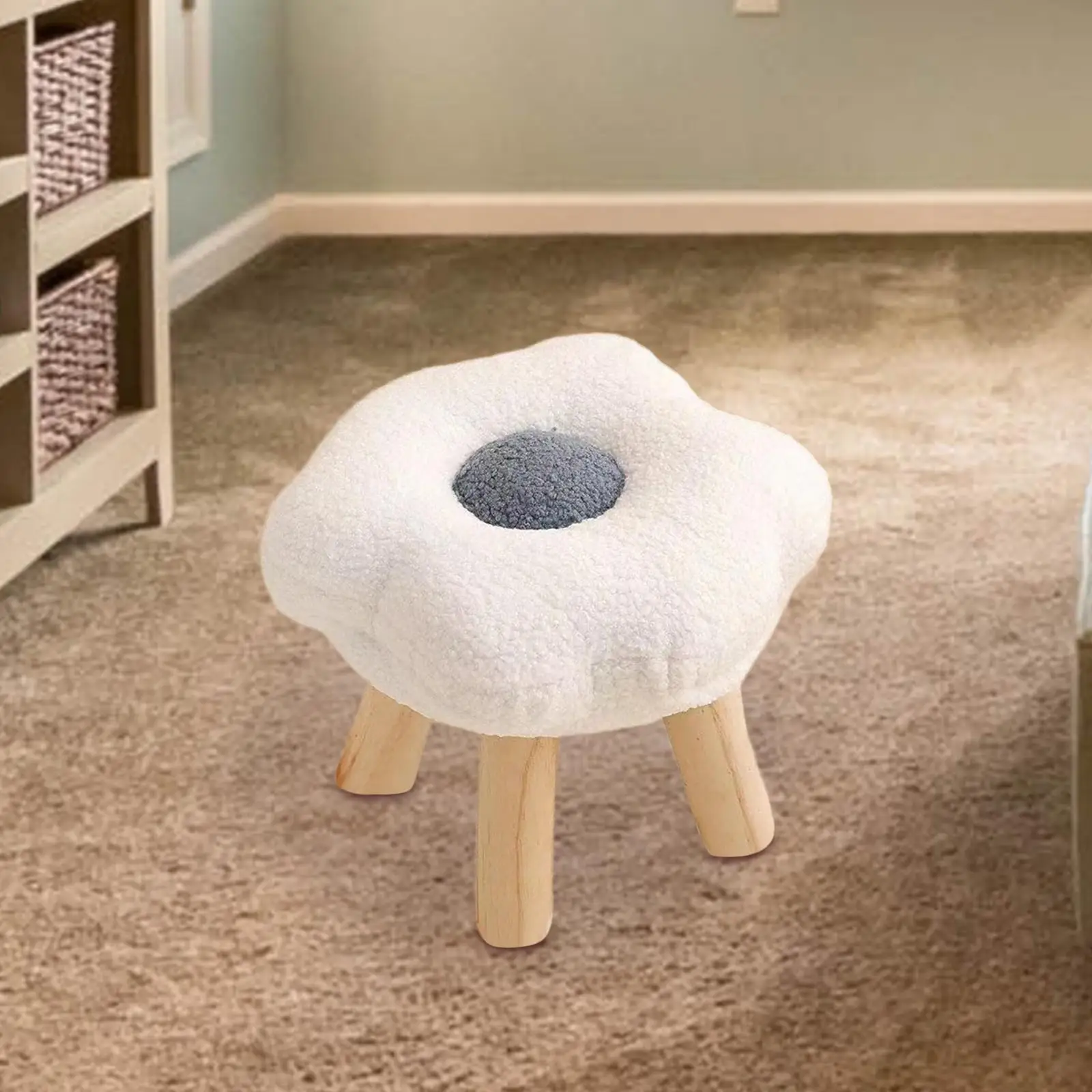 

under Desk Foot Rest Pouf Non Slip Cartoon Flower Shape Multifunctional Sofa Stool for Playroom Bedside Entryway Bedroom Porch