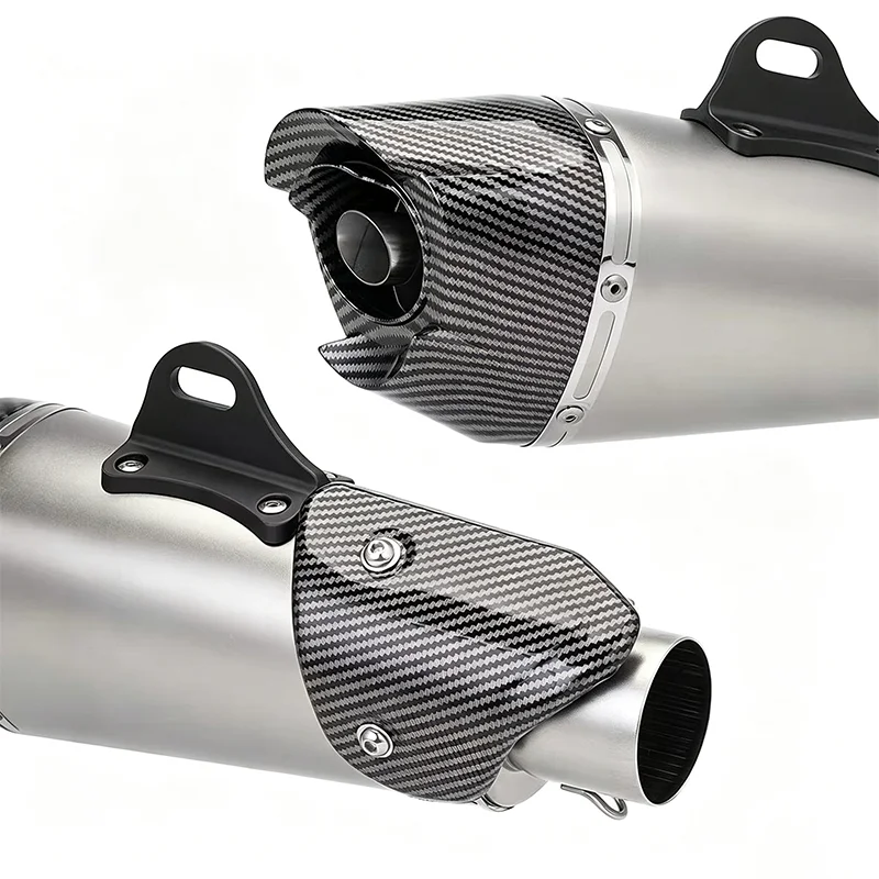 AT2 Tapered Hexagon Motorcycle Exhaust Pipe – Universal Racing Performance Exhaust with Deep Tone, Bolt-On Upgrade for 51mm Inle