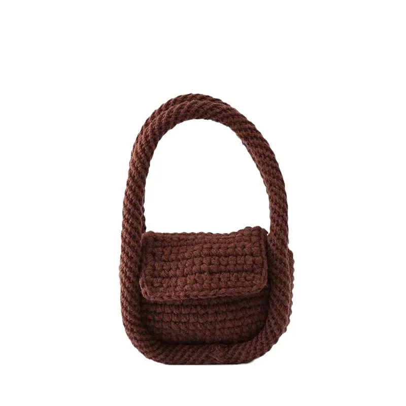 Children's Knitted Small Bag Autumn and Winter Trendy Child Hand-Held Handmade Wool Coin Purse