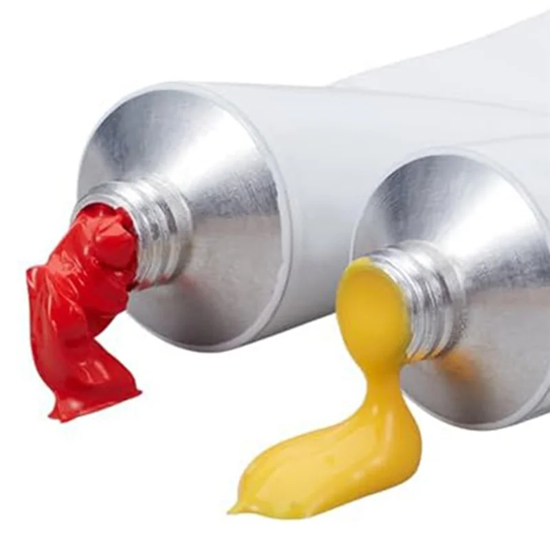 A03F-24Pcs tubos de pintura a óleo vazios brancos em branco 60ml tubos de tinta de alumínio com 2 folhas almofadas autoadesivas estilo pasta de dente