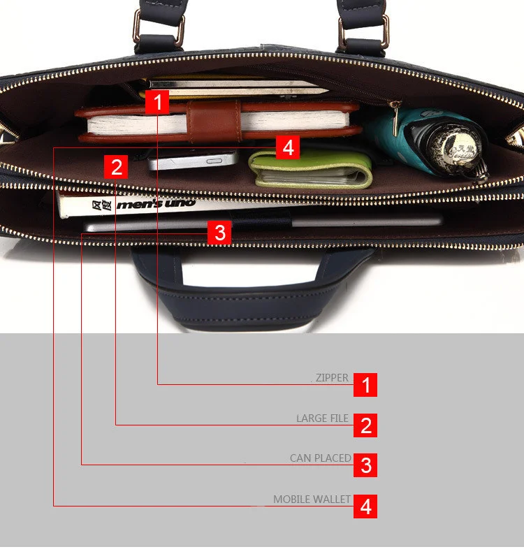 Imagem -05 - Maleta de Couro Genuíno para Homens Bolsa de Negócios Seção Transversal Ombro Diagonal Azul Preto 14 Laptop Bolsa Mensageiro
