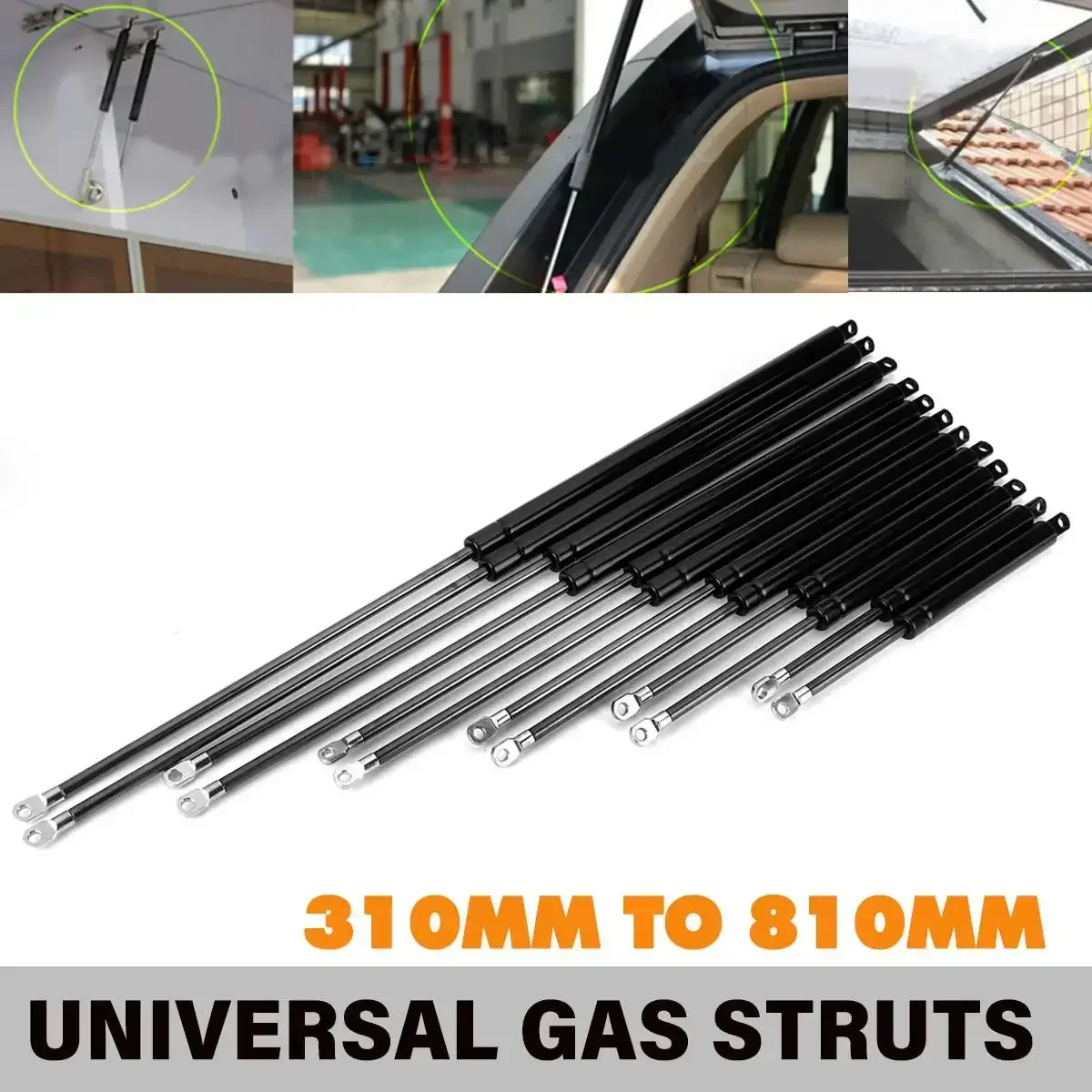 Universal 2X 310-810mm 800N Gas Struts Bonnet Hood Trunk Tailgate Shock Lift Strut Support Bar Gas Spring for Car Bus Bed Truck