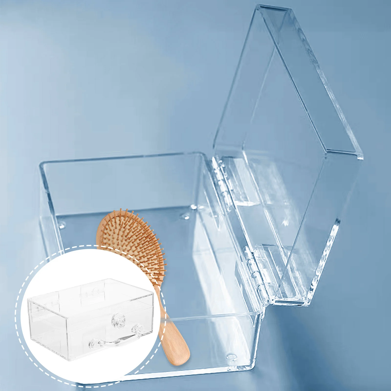 

Clear Portable Storage Box with Lock Lid Transparent Cotton Swab Organizer Cosmetics Holder Travel Makeup Case