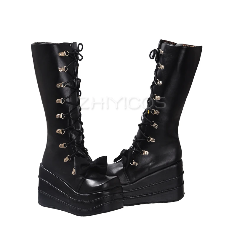 애니메이션 데이트 A 라이브 토키사키 쿠루미 코스프레 신발, 로리타 신발, 여자 할로윈 코스프레 부츠, 하이힐, 블랙 PU 가죽