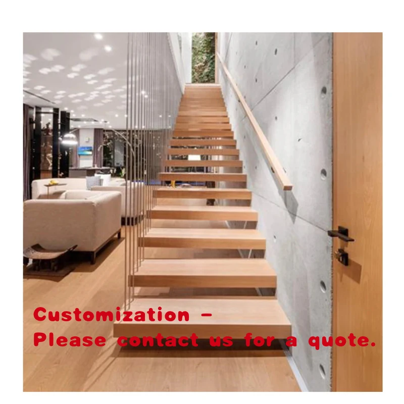 custom.Modern Floating Staircase with Metal Stringers Marble Treads Apartment Use