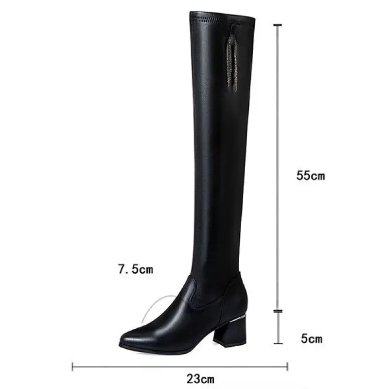 Stivali invernali sopra il ginocchio elasticizzati autunno e inverno Look stivali sottili con tacco spesso stivali con tacco alto