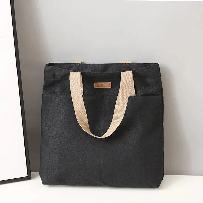 1 piece of women's large capacity handbag canvas sewing thread high-end feel handbag convenient commuting bag