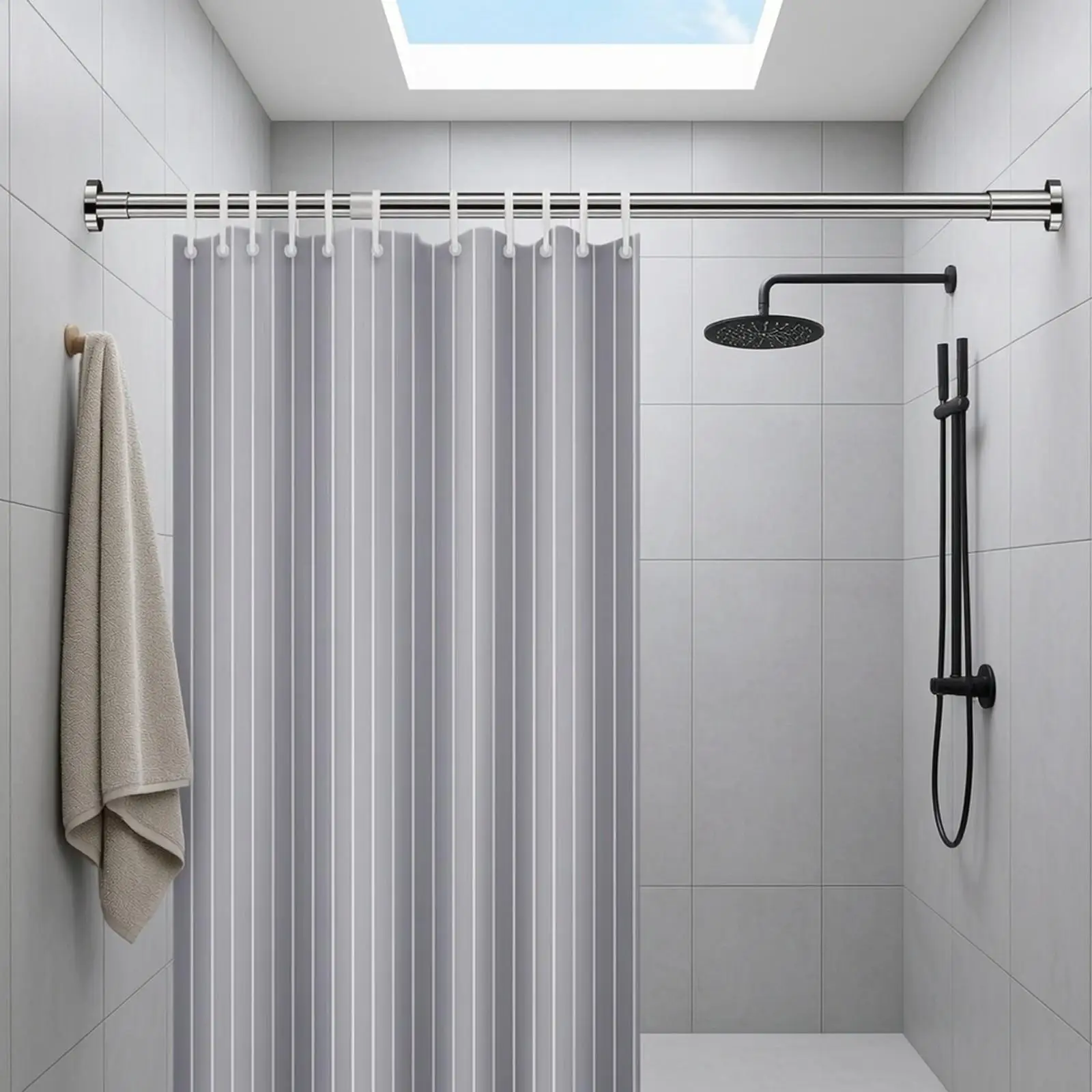 Multi Purpose Telescoping Curtain Rod Rust Resistant Steel Tension Mount for Closet Shower Wardrobe