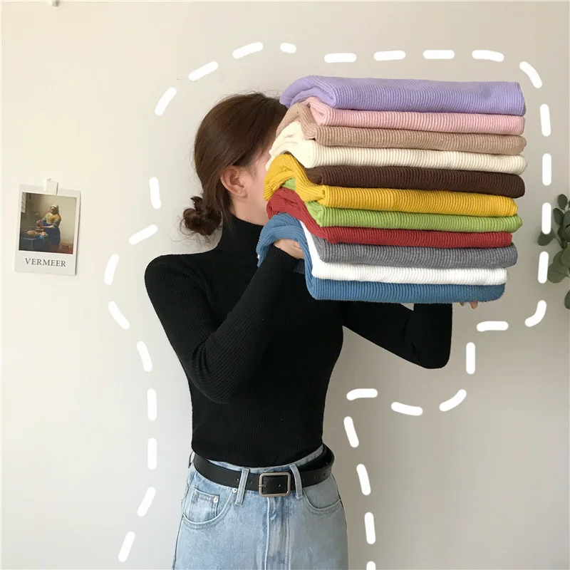 

Осень-зима 2025: толстый свитер, женский вязаный пуловер в рубчик, свитер с длинным рукавом, водолазка, тонкий джемпер, мягкий теплый Pull Femme