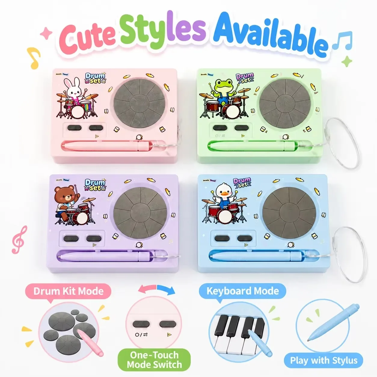 Electronic Drum Keychain Recording Function Mini Piano Music Sound Toy Playable Bag Hanging Decompression Toy