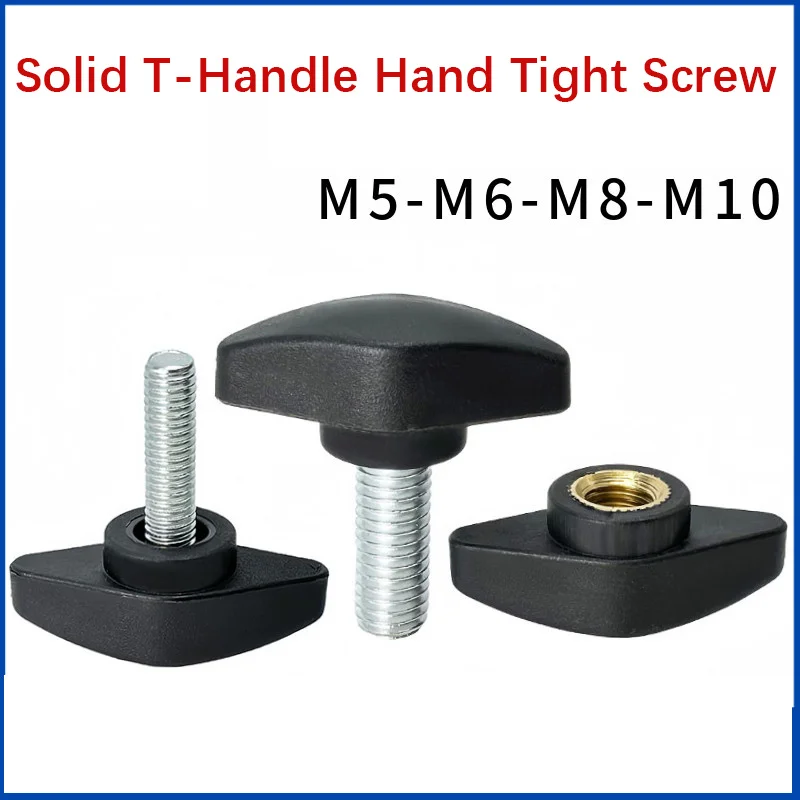 5pcs Solid T-handle hand tightening screws, bakelite plastic adjustment knobs, fixing knobs available in M5, M6, M8, M10