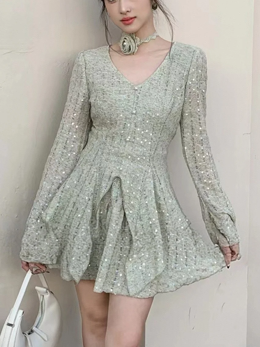 Alien Kitty 여름 니트웨어 정장 여성 v 넥 슬림 피트 코트 세련된 2025 부드럽고 우아한 Office Lady New High Street 미니 스커트 세트