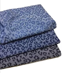 Leopard Print Washed Denim Fabric Jacquard By The Meter for Jeans Coat Dress Bags DIY Sewing Fashion Textile Cloth Blue Black