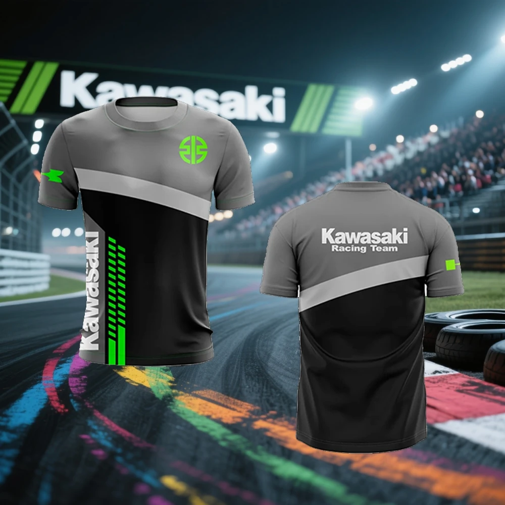 

Kawasaki Motorcycle Racing 3D Printed Men's T-shirt Quick Drying Clothing Loose Sportswear Oversized Casual Short Sleeve For Men