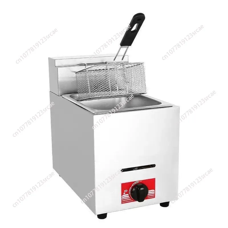 Commercial LPG Gas Deep Fryer With 8L Basket and Lid Stainless Steel Countertop Propane-LPG GH71 for Chips Fast Food Restaurant