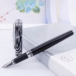 Duke Noble Ruby Fountain Pen Iridium Medium Nib for Writing , Black & Silver Cap Business Office Home School Supplies