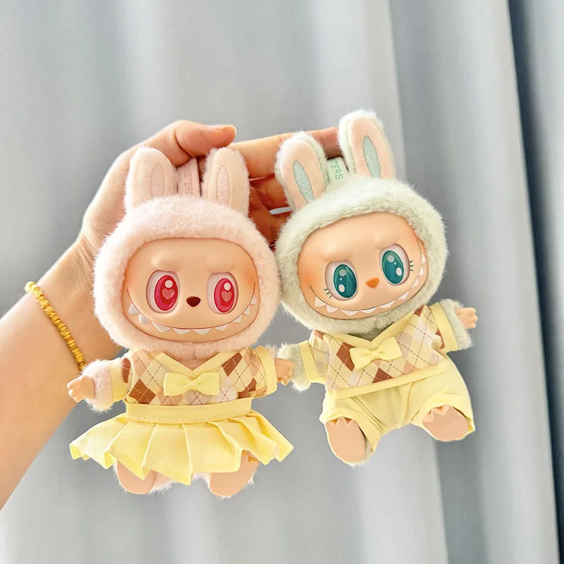 Doll Clothes Outfit Accessories For Korea Kpop EXO 17cm Labubu V2 V1 Plush Idol Doll's Clothing British Couple JK Suit