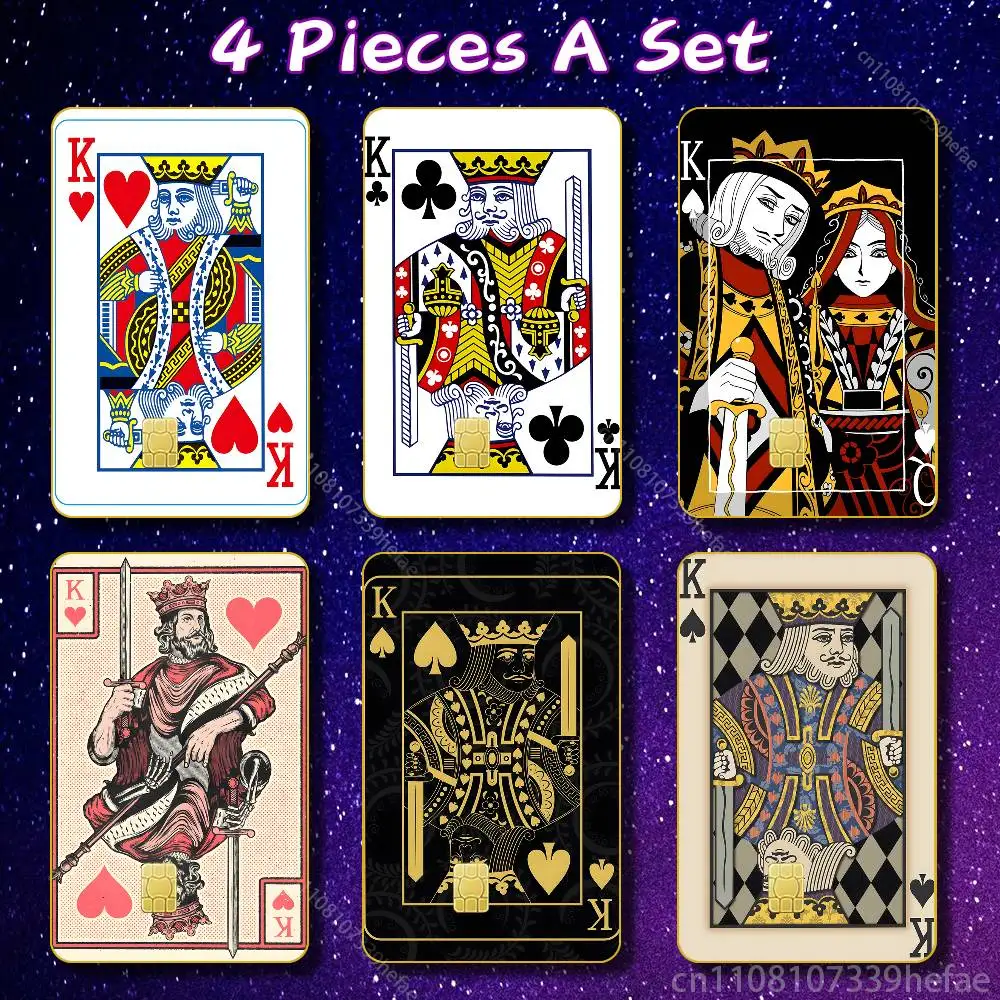 

King Poker Bank Credit Cards Bus Pass Stickers Cool Decoration Waterproof 4PCS Card Protective Film
