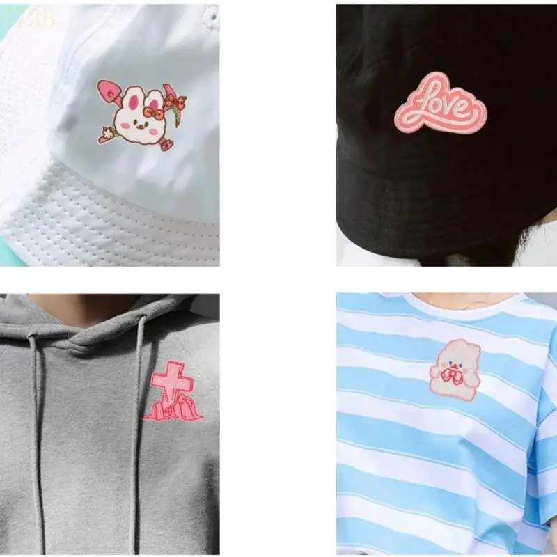 

573B Embroidery Cartoon Pink Theme Appliques for Bags Hats and Garment Decoration