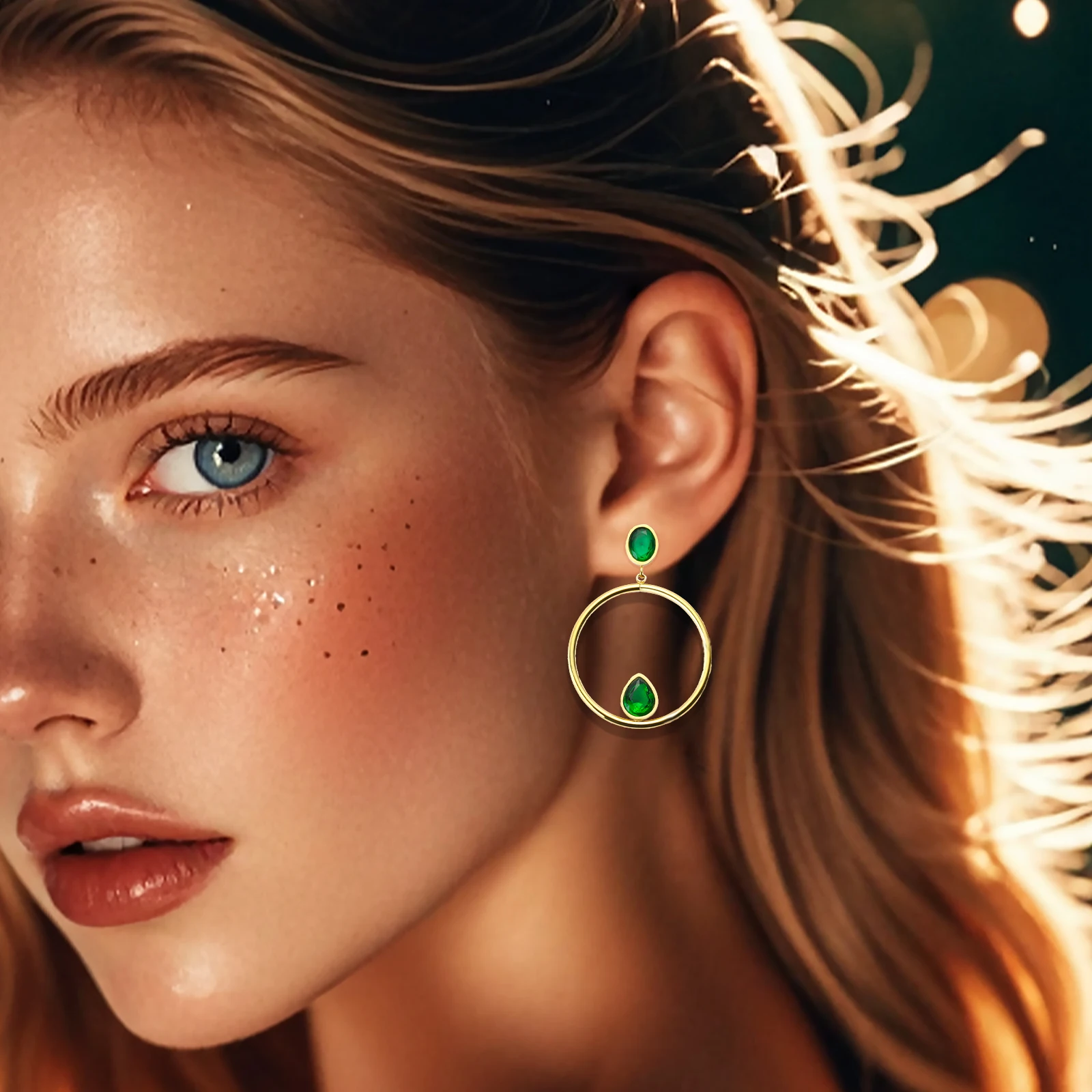 

Green Drop Dangle Earrings for Women Round Stainless Steel Dangle Earrings Trendy Jewelry Gifts for Women