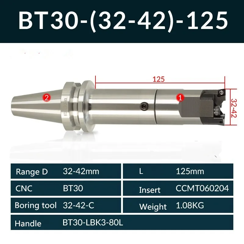 

Handle BT30 and High precision RBH32-42 Twin-bit Rough smooth Boring Head cutter used for deep holes, for insert, boring tool